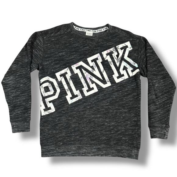 PINK Victoria's Secret Sweatshirt Size XS Campus Crew Neck Gray Oversized Y2K - Picture 1 of 5